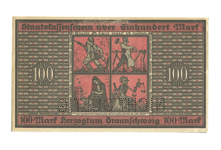 100 Mark Notgeld note from Braunschweig from October 1918.