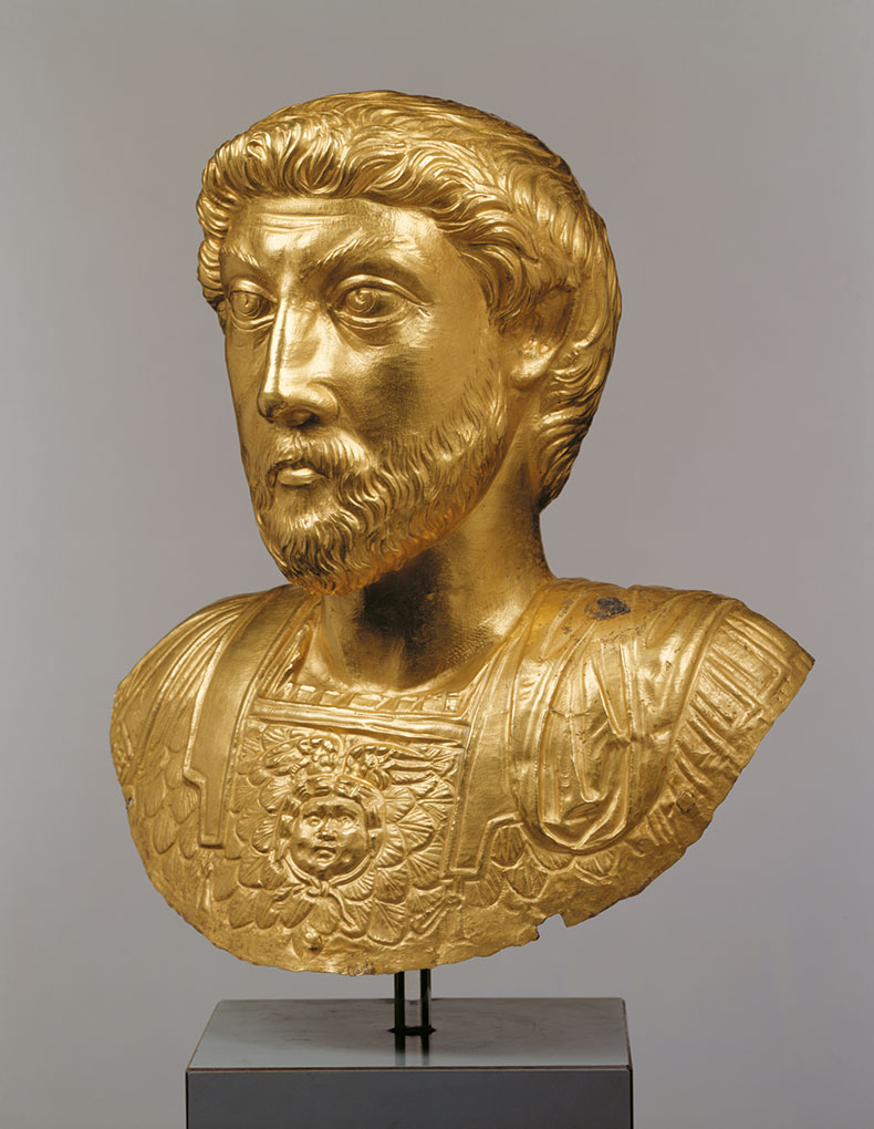 Bust of Marcus Aurelius, Roman (detail; 161–180 AD). Roman site and Museum of Avenches and Cantonal Museum of Archeology and History, State of Vaud