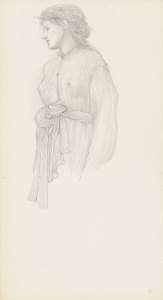 Studies for ‘The Golden Stairs’: one of several female fgure studies, including possibly Margaret Burne-Jones and Mary Stuart Wortley, one with a subsidiary drapery study (verso) and one with a study for ‘The Nativity’ (verso). Christie's images.