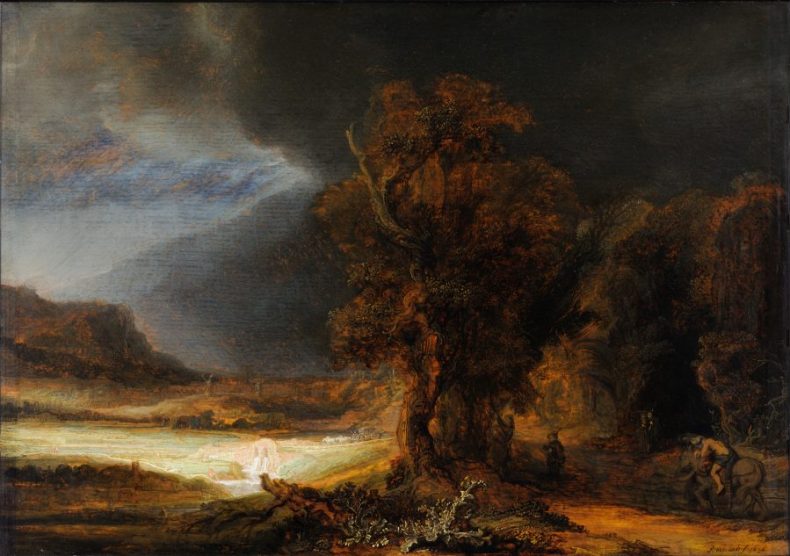 Landscape with the Good Samaritan, (1638), Rembrandt von Rijn. Princes Czartoryski Museum, Kraków. Courtesy National Museum in Kraków