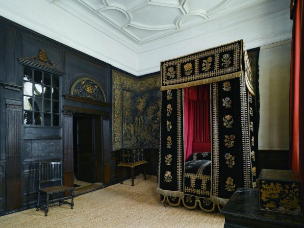 Queen Mary's Room, which has a dado bearing the date 1599, was probably originally the Inner Chamber for the Best Bedchamber