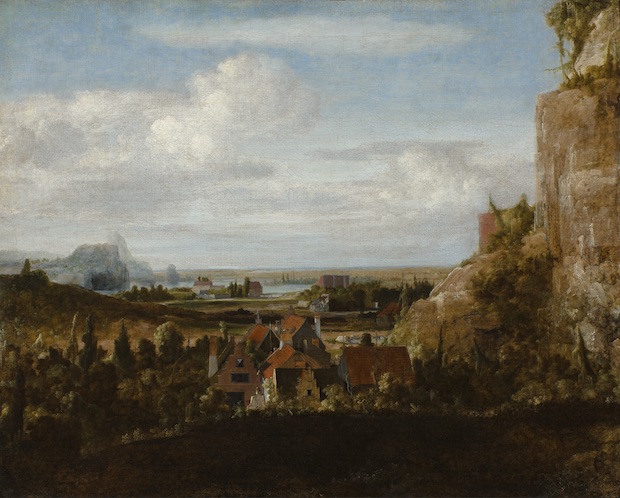 Houses near Steep Cliffs (date unknown), Hercules Segers. Museum Boijmans Van Beuningen, Rotterdam