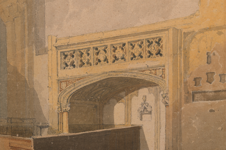 Norwich Cathedral: the North aisle of the choir (detail) (c. 1807–11), John Sell Cotman. Lowell Libson, around £200,000