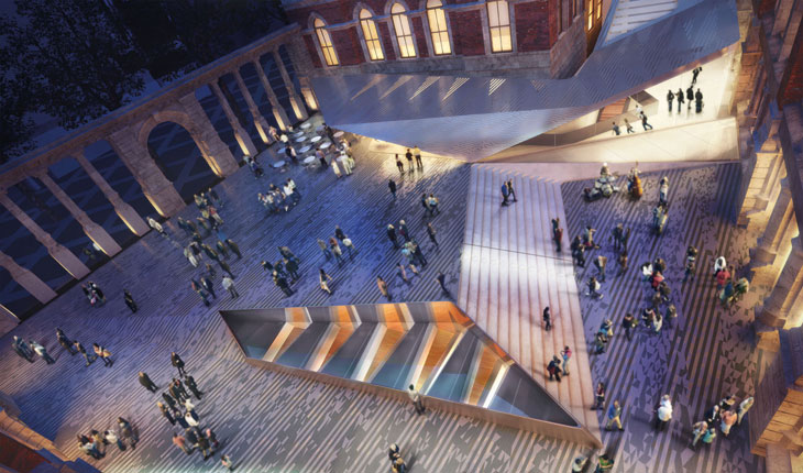 The V&A's exhibition Road Quarter is designed by Amanda Levete Architects. © AL_A