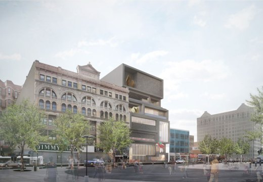 Exterior vew from 125th Street Plaza. Courtesy Adjaye Associates and Studio Museum, Harlem