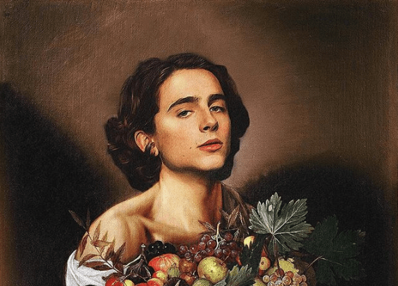 Shiny Tim: Chalamet with a fruit basket