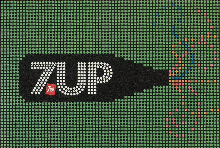 7 Up billboard design for ‘See the Light’ Campaign (c. 1975), Goldsholl Design Associates.