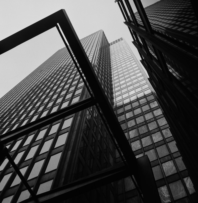 The Seagram Building on Park Avenue, New York City, c. 1960.