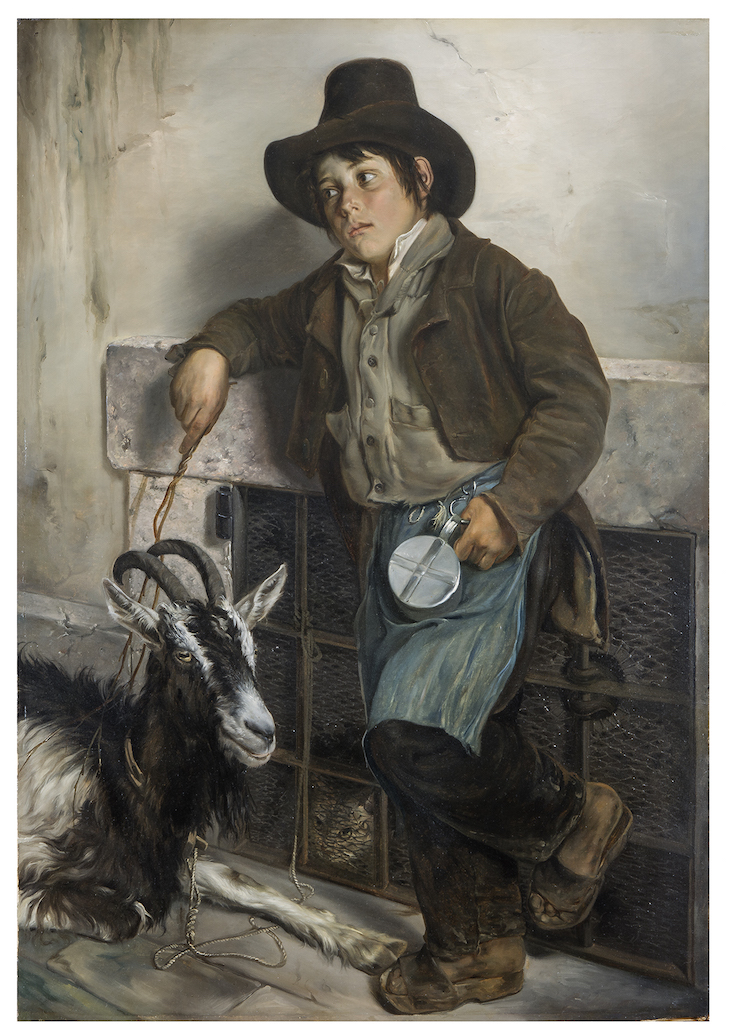 Street urchin with goat selling milk, Giuseppe Molten