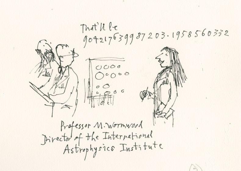 Matilda Wormwood as an astrophysicist, as imagined by Quentin Blake