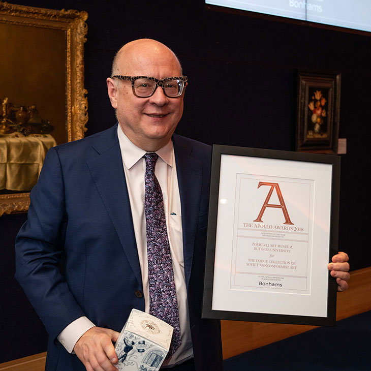 Thomas Sokolowski accepting the Acquisition of the Year award for the Dodge Collection of Soviet Nonconformist Art at Zimmerli Art Museum, Rutgers University.