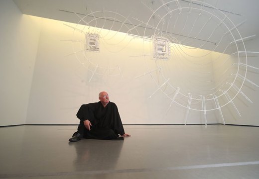 Cerith Wyn Evans in front of his work Composition for 37 flutes (in two parts), 2018; Photo: © Danny Lawson/PA Wire