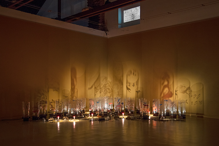 Installation view of ‘The Tables Have Turned’ (2008) by Nalini Malini at Castello di Rivoli Museo d’Arte Contemporanea, Rivoli-Torino in 2018.