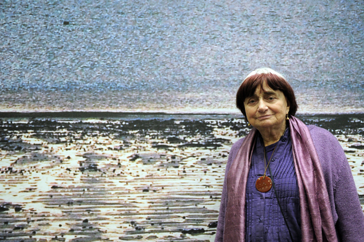 Agnes Varda in front of 'La Grand Mer', one of her works on display at the Vitry-sur-Seine museum outside Paris, in 2010, photo: © MIGUEL MEDINA/AFP/Getty Images