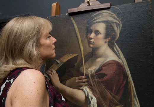 Hannah Rothschild with Artemisia Gentileschi’s ‘Self-portrait as Saint Catherine of Alexandria’ , National Gallery