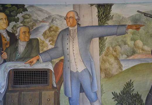 Detail from Victor Arnautoff’s The Life of Washington mural at George Washington High School in San Francisco.