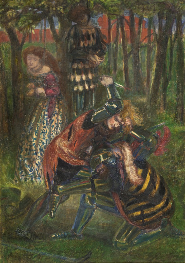 The Death of Breuse sans Pitié (1857; retouched 1865), Dante Gabriel Rossetti.