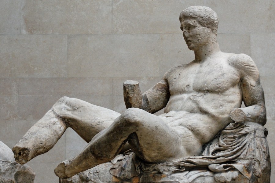 The Dionysos pediment from the Parthenon marbles at the British Museum.