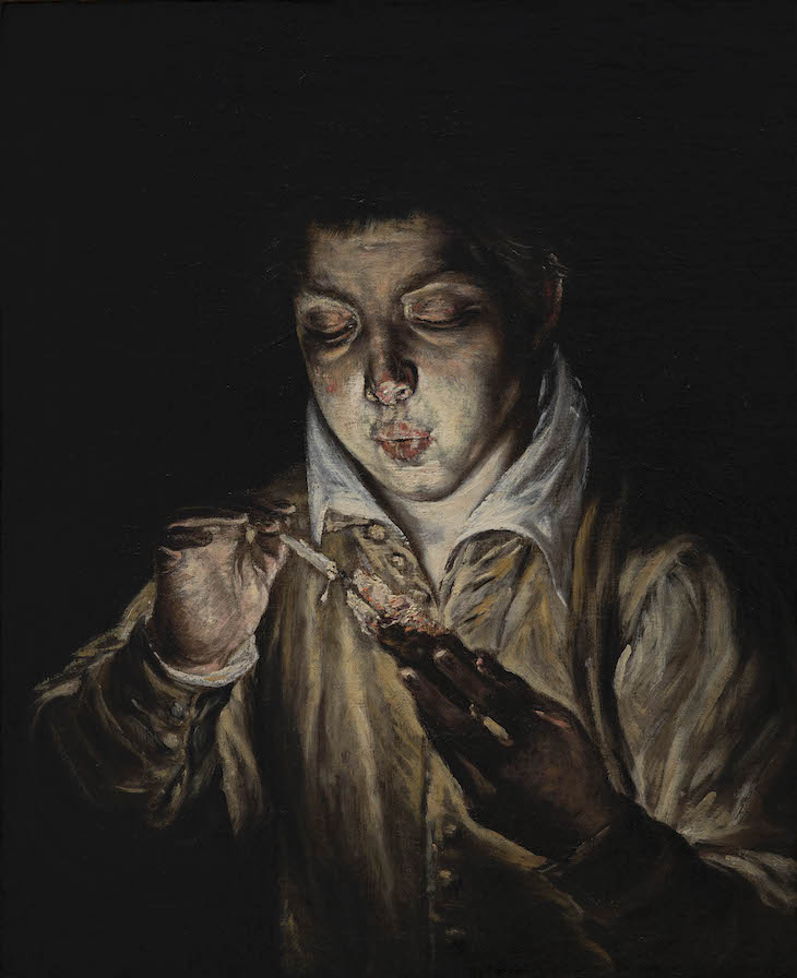 A Boy Blowing on an Ember to Light a Candle (El Soplón) (c. 1570), El Greco.