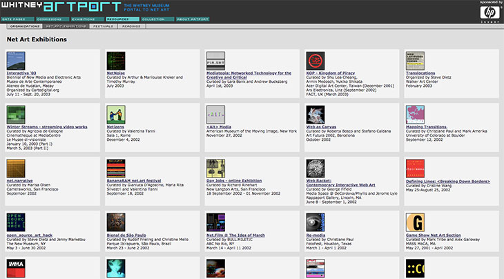 Screenshot of the version of Artport launched in 2002 (following Artport 1.0 in 2001)