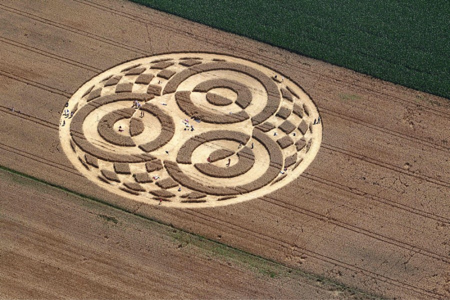 A crop circle in a cornfield near Raisting in southern Germany, in July 2014. Photo by Karl-Josef Hildenbrand/DPA/AFP via Getty Images