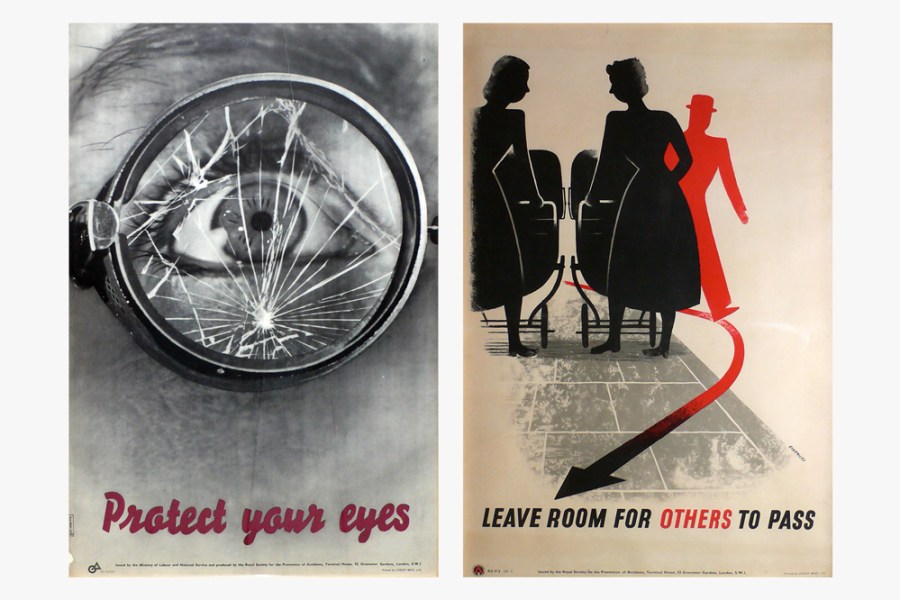 ‘Protect your Eyes’ (c. 1942) designed by Manfred Reiss and G.R. Morris (left).