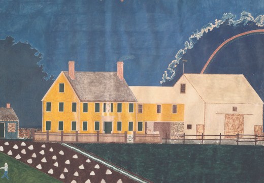 Farmstead in Passing Storm (detail; 1849), unidentified artist.