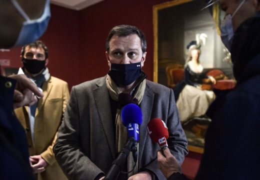 Mayor Louis Aliot at the Hyacinthe Rigaud Museum, Perpignan, on 9 February.