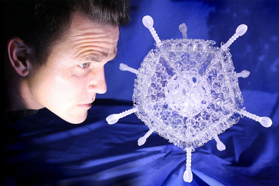 A dose of culture: Luke Jerram with his Oxford/AstraZeneca vaccine sculpture