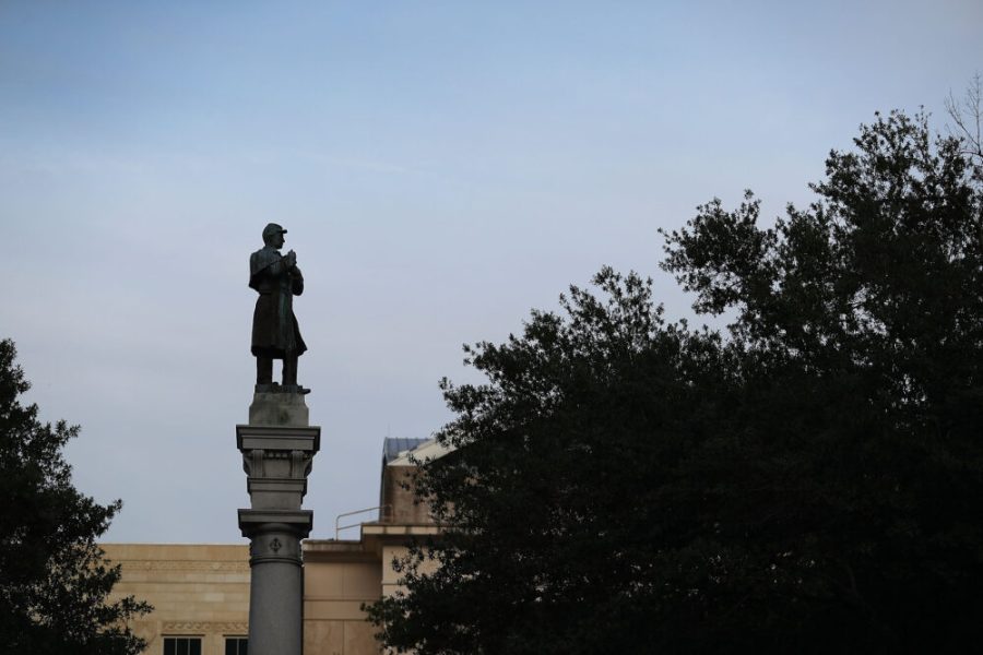 The statue of a Confederate soldier was removed from what was then Hemming Park, now James Weldon Johnson Park in Jacksonville, Florida, in June 2020.