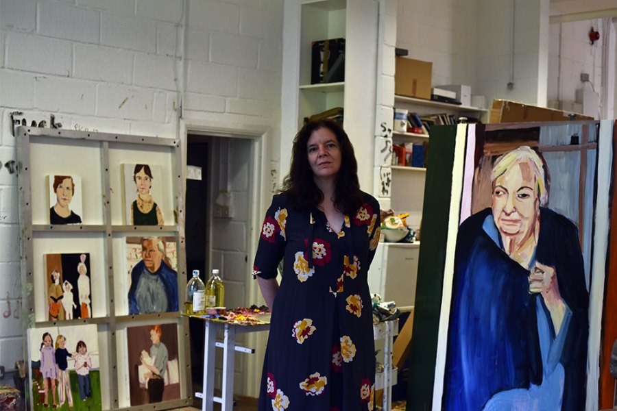 Chantal Joffe in the studio.