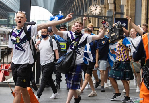 The Tartan Army arrives at Kings Cross.