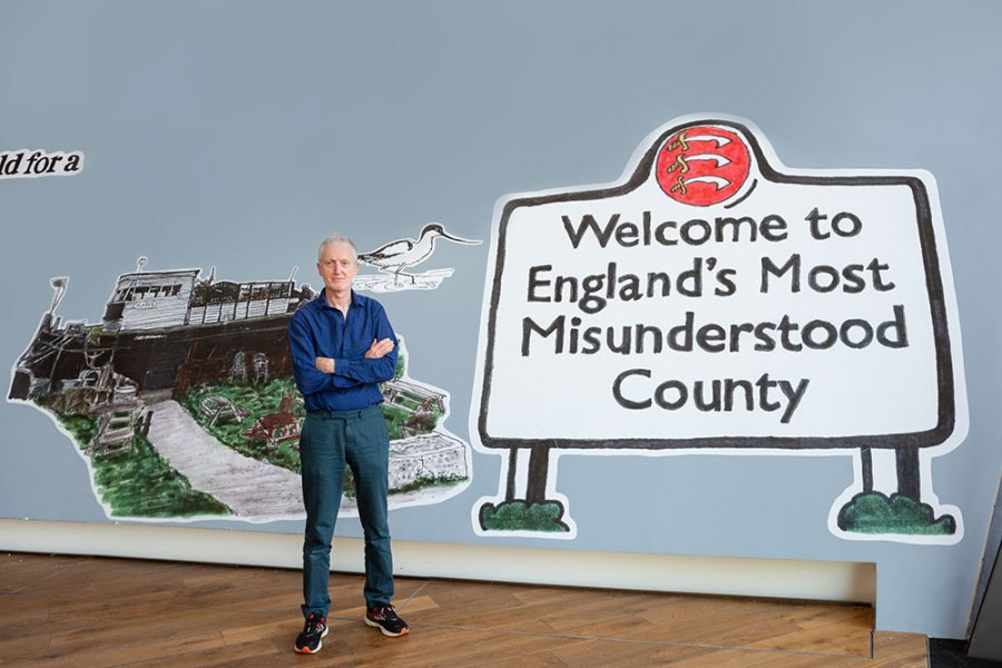 Michael Landy photographed at his exhibition at Firstsite, Colchester, 2021.