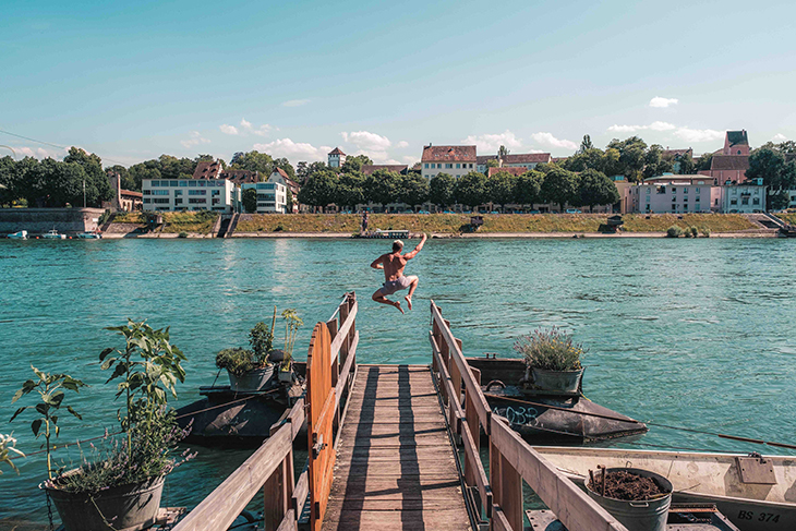 Swimming in the Rhine at Basel.