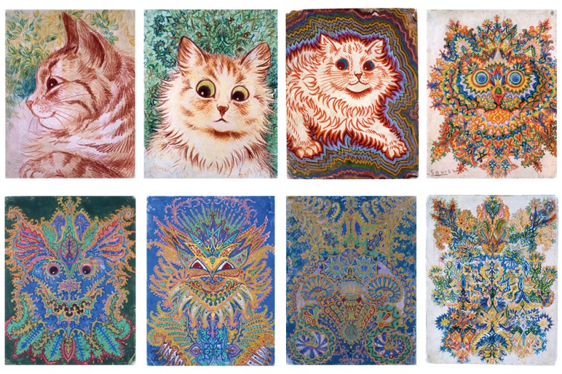 Kaleidoscope Cats I–VIII (1920s/30s), Louis Wain. Bethlem Museum of the Mind, London.