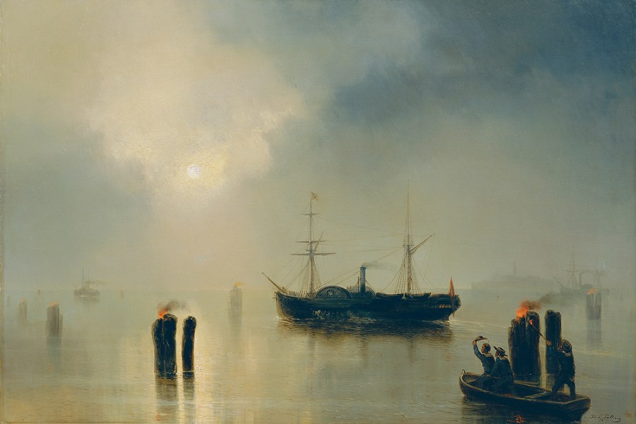 Nachtfahrt in der Lagune (detail; 1857), Joseph Carl Berthold Püttner.