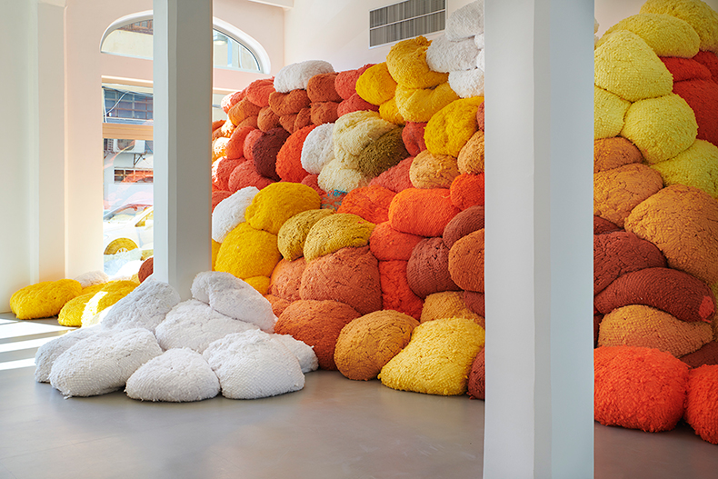 Saffron Sentinel (c. 2017) Sheila Hicks. Photo: © Noam Preisman