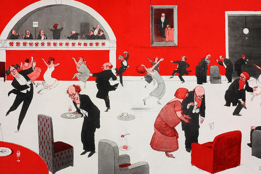 caricature of the Psychical Society’s annual dance by Heath Robinson