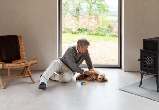 John Pawson and his pooch Lochie. Courtesy Dylan Thomas