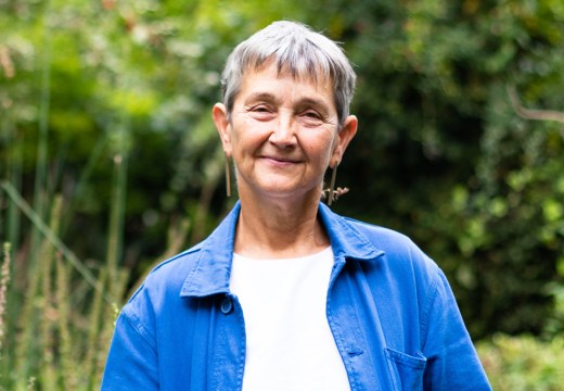 Frances Morris, photographed in the Tate Modern community garden in 2022. Photo: © Samia Meah