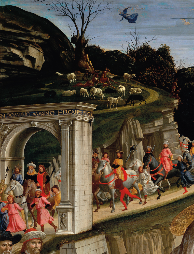 Adoration of the Shepherds (detail; 1485), Domenico Ghirlandaio. Santa Trinità, Florence