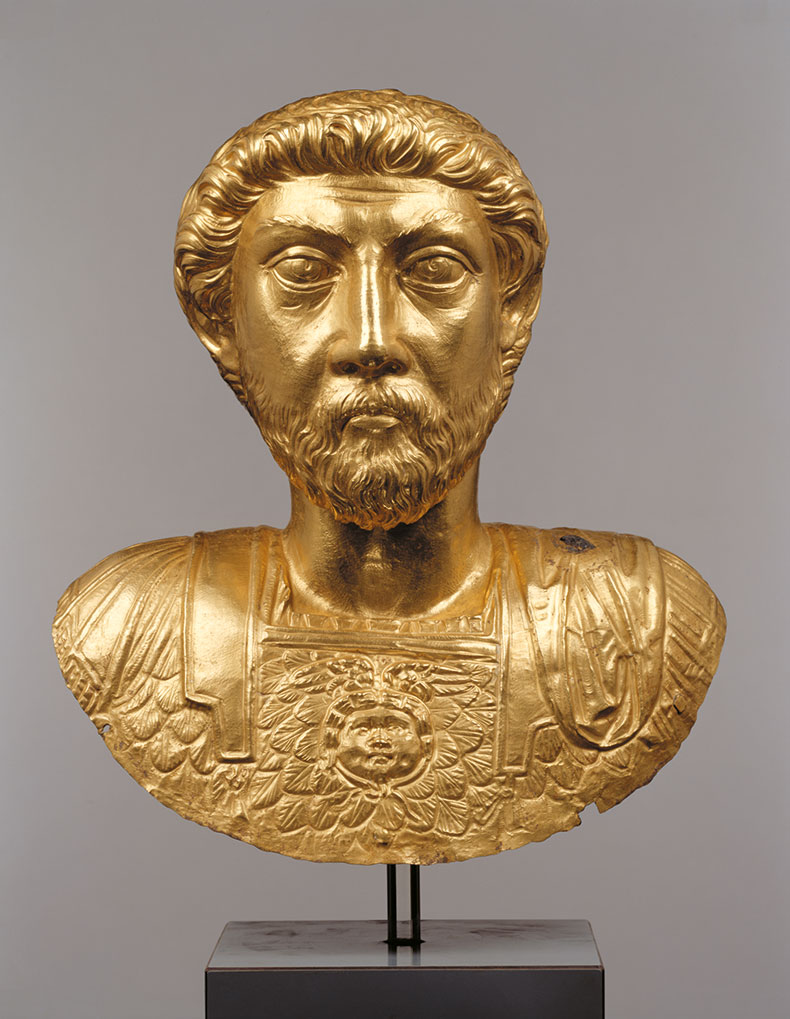 Bust of Marcus Aurelius, Roman (161–180 AD). Roman site and Museum of Avenches and Cantonal Museum of Archeology and History, State of Vaud 